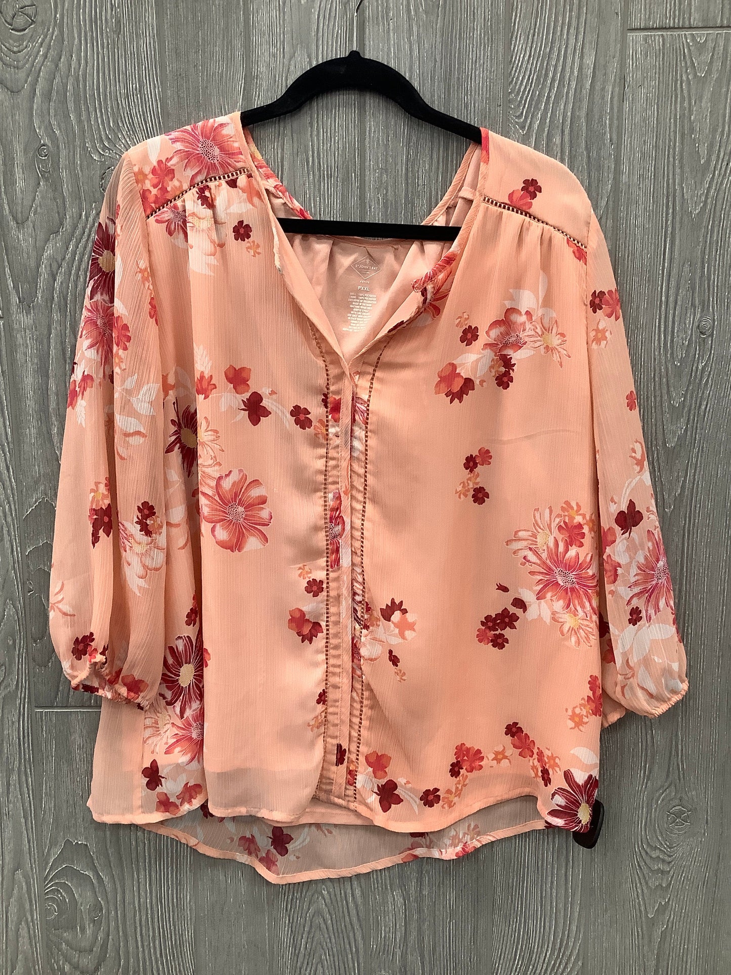 Top Long Sleeve By St Johns Bay In Pink, Size: 1x