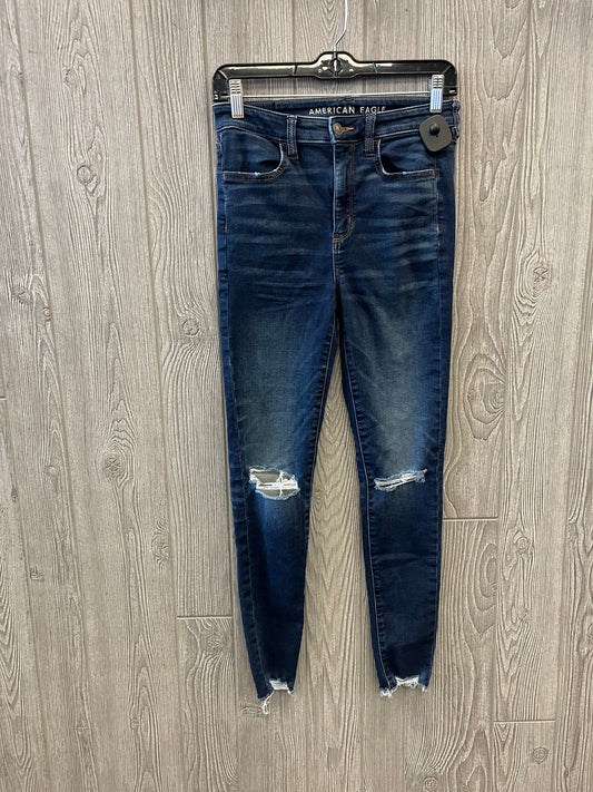 Jeans Skinny By American Eagle In Blue Denim, Size: 4