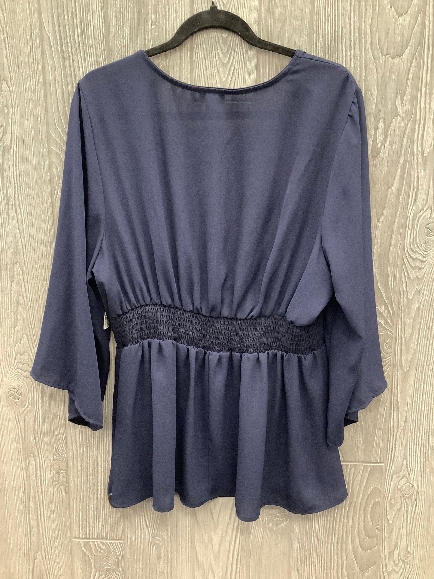 Blouse Long Sleeve By Torrid In Navy, Size: 2x