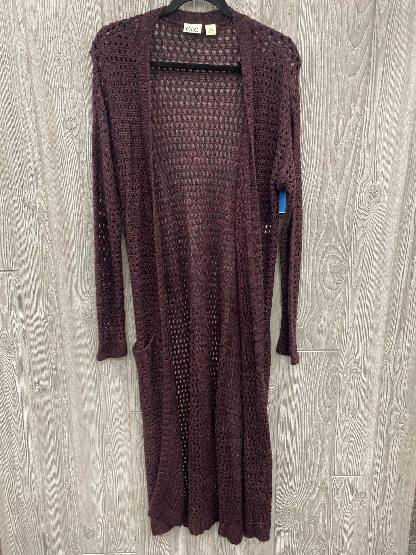 Sweater Cardigan By Cato In Purple, Size: L