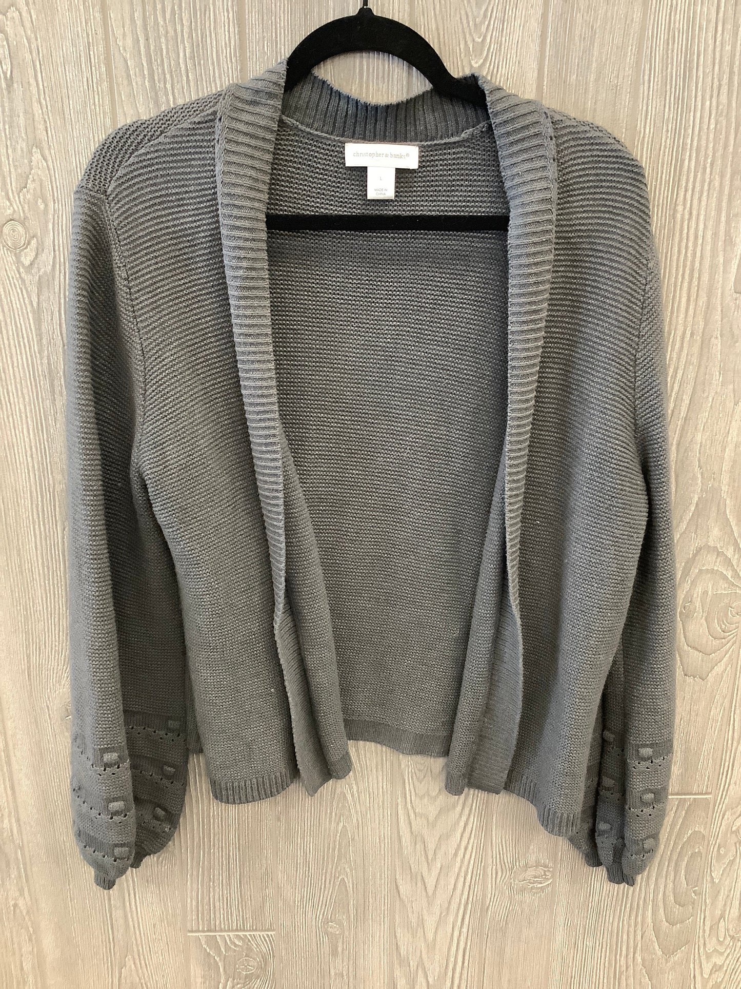 Sweater Cardigan By Christopher And Banks In Grey, Size: L