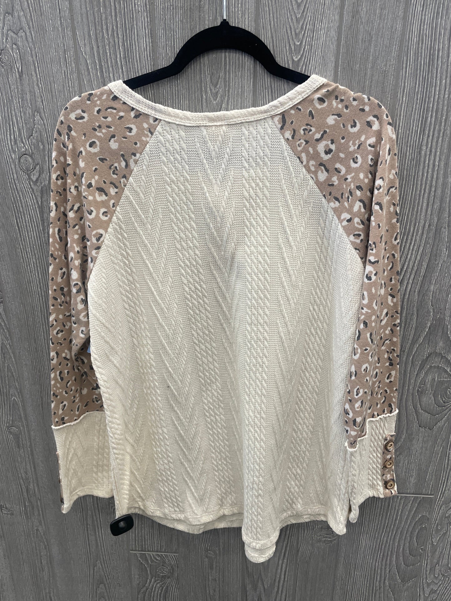 Top Long Sleeve By 7th Ray In Cream, Size: 1x