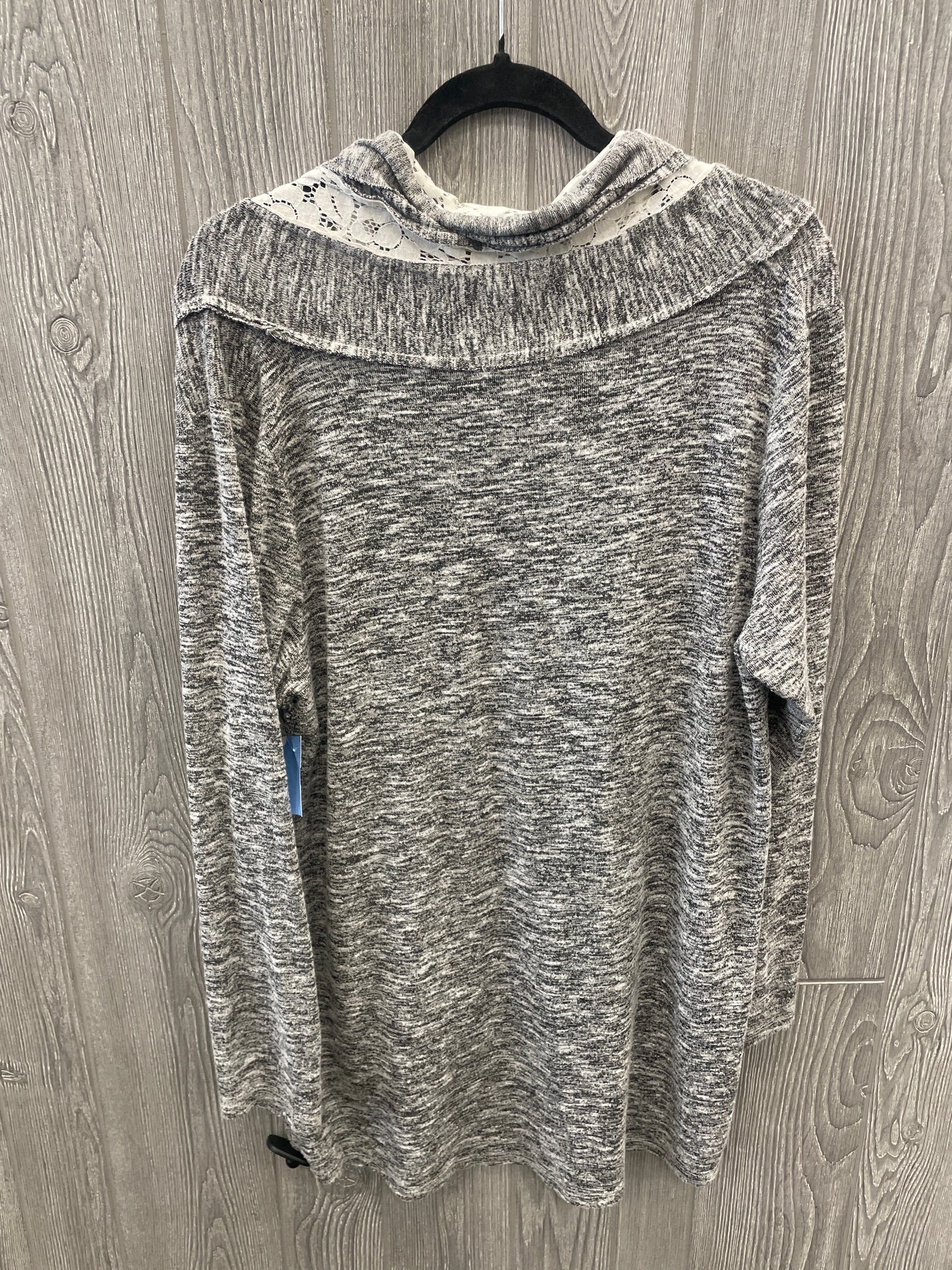 Top Long Sleeve By Emerald In Grey, Size: 1x