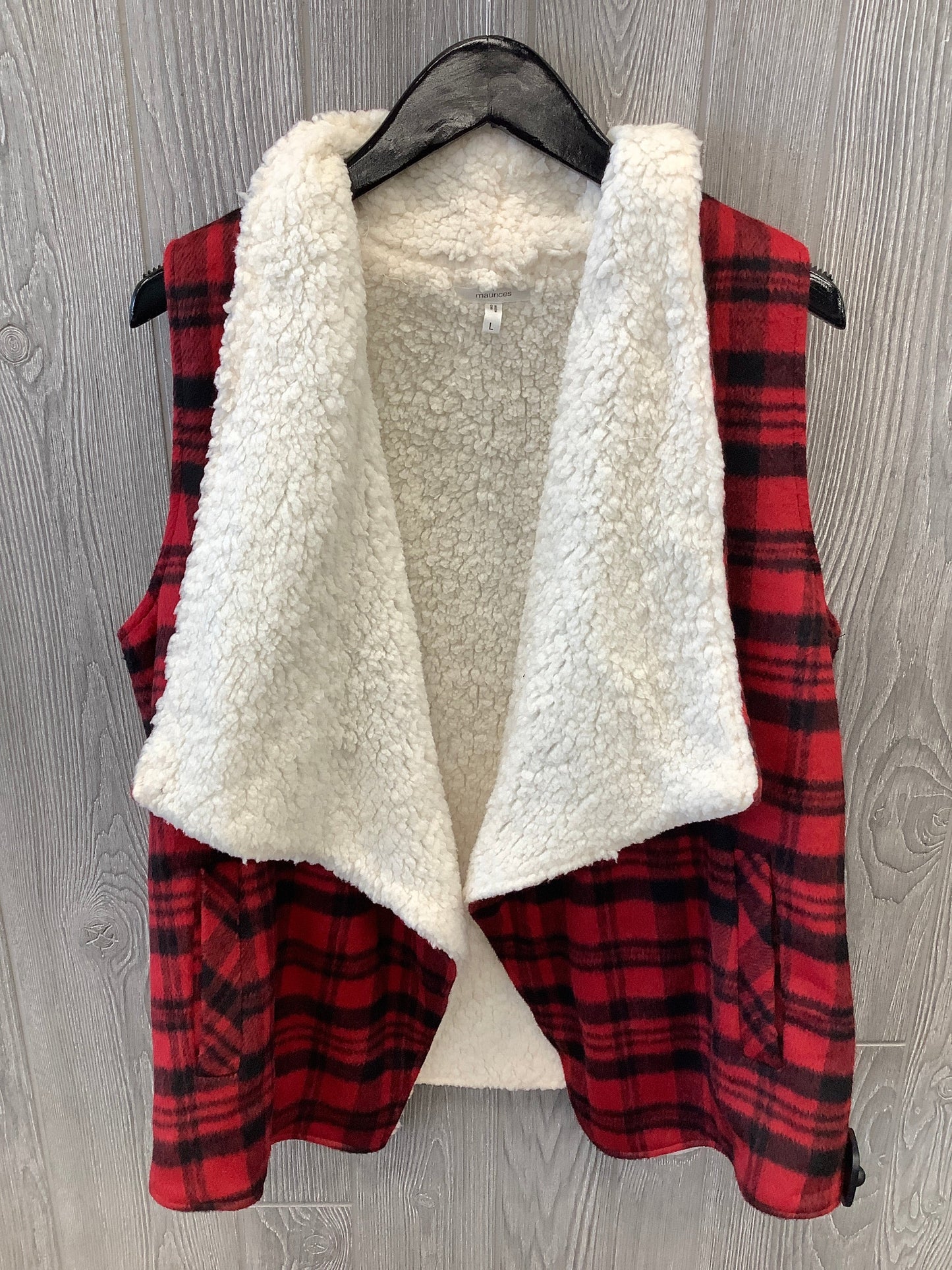 Vest Faux Fur & Sherpa By Maurices In Plaid Pattern, Size: L