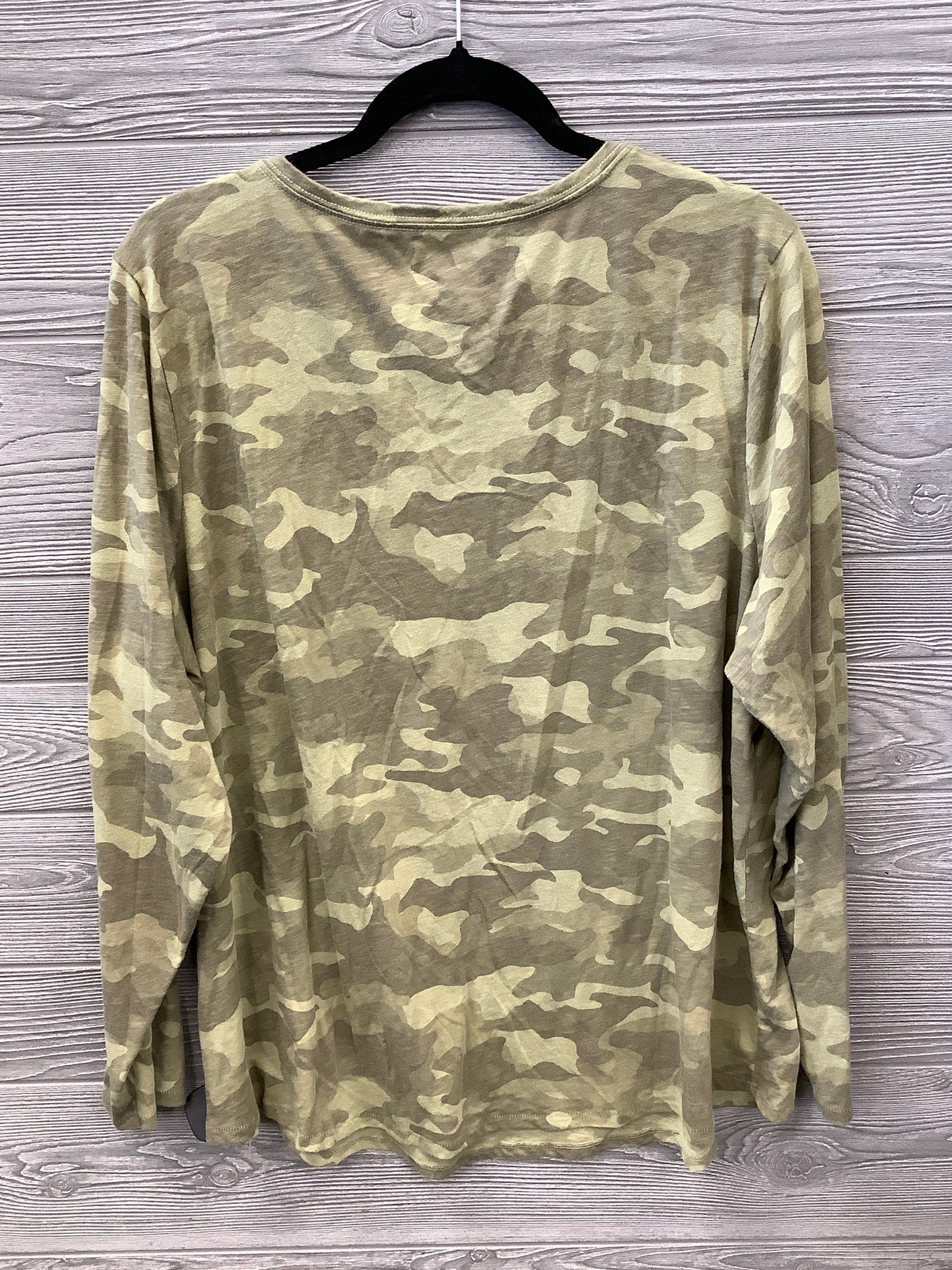 Top Long Sleeve By Evri In Camouflage Print, Size: 2x