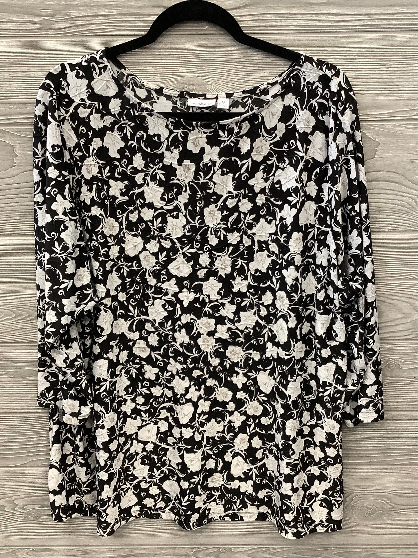 Top Long Sleeve By Croft And Barrow In Floral Print, Size: 2x