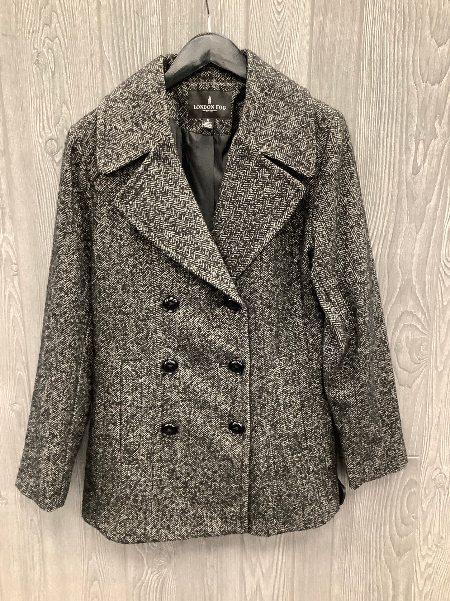 Coat Peacoat By London Fog In Black & Cream, Size: M