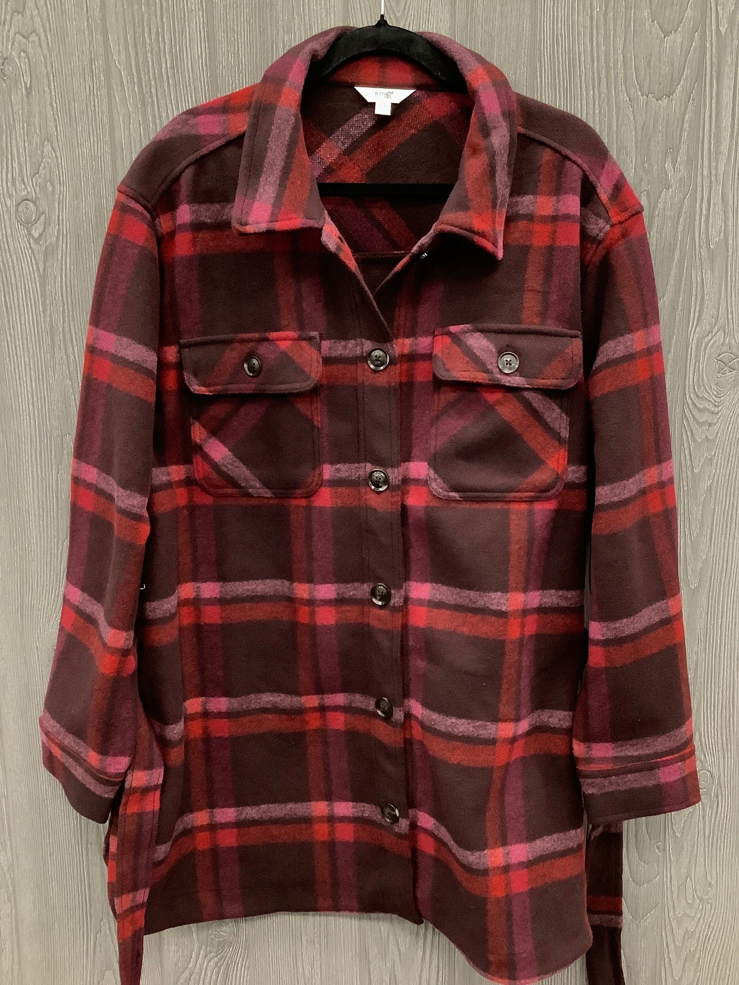 Jacket Shirt By Terra & Sky In Red, Size: 1x