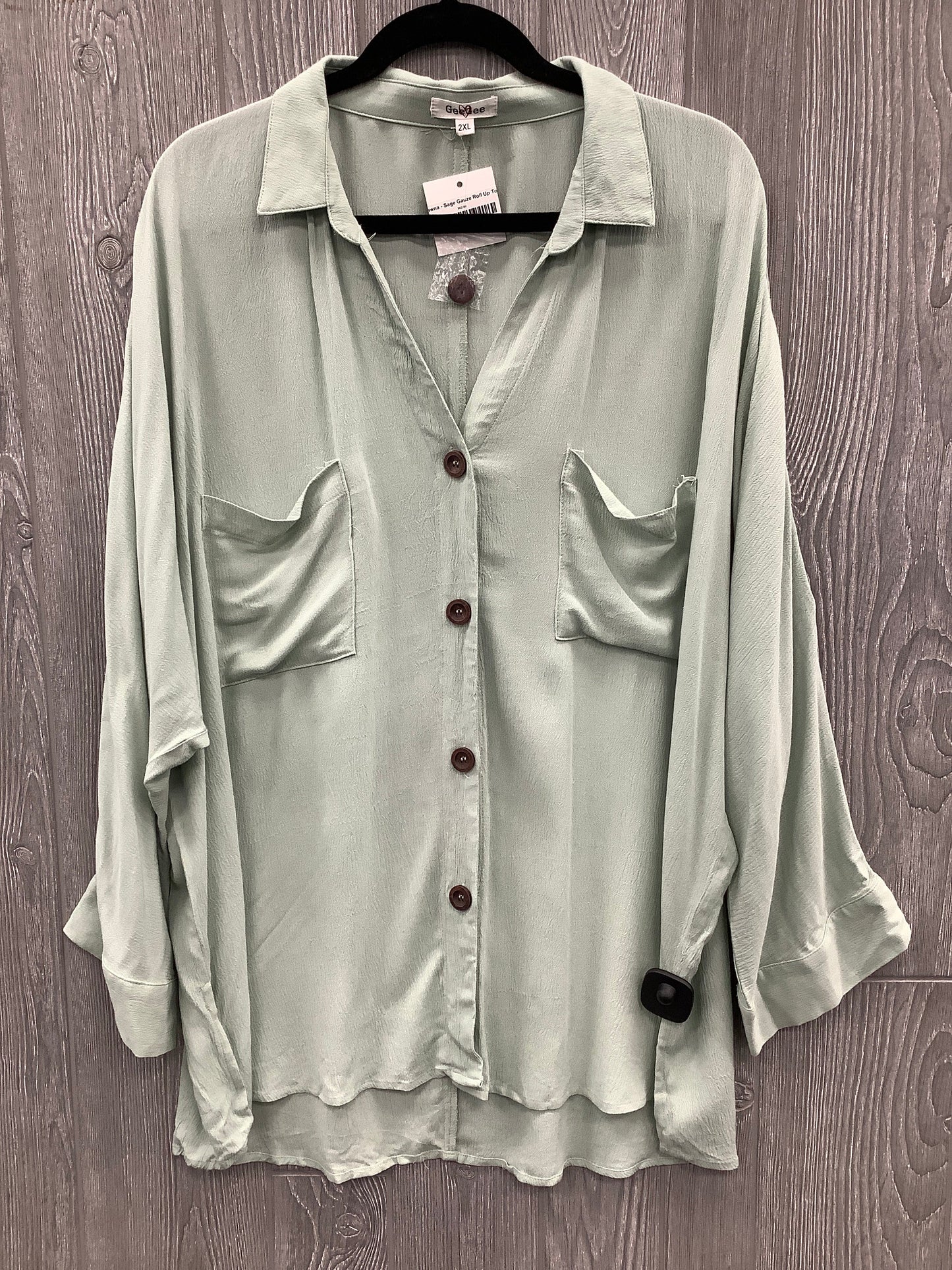 Top Long Sleeve By Clothes Mentor In Green, Size: 2x