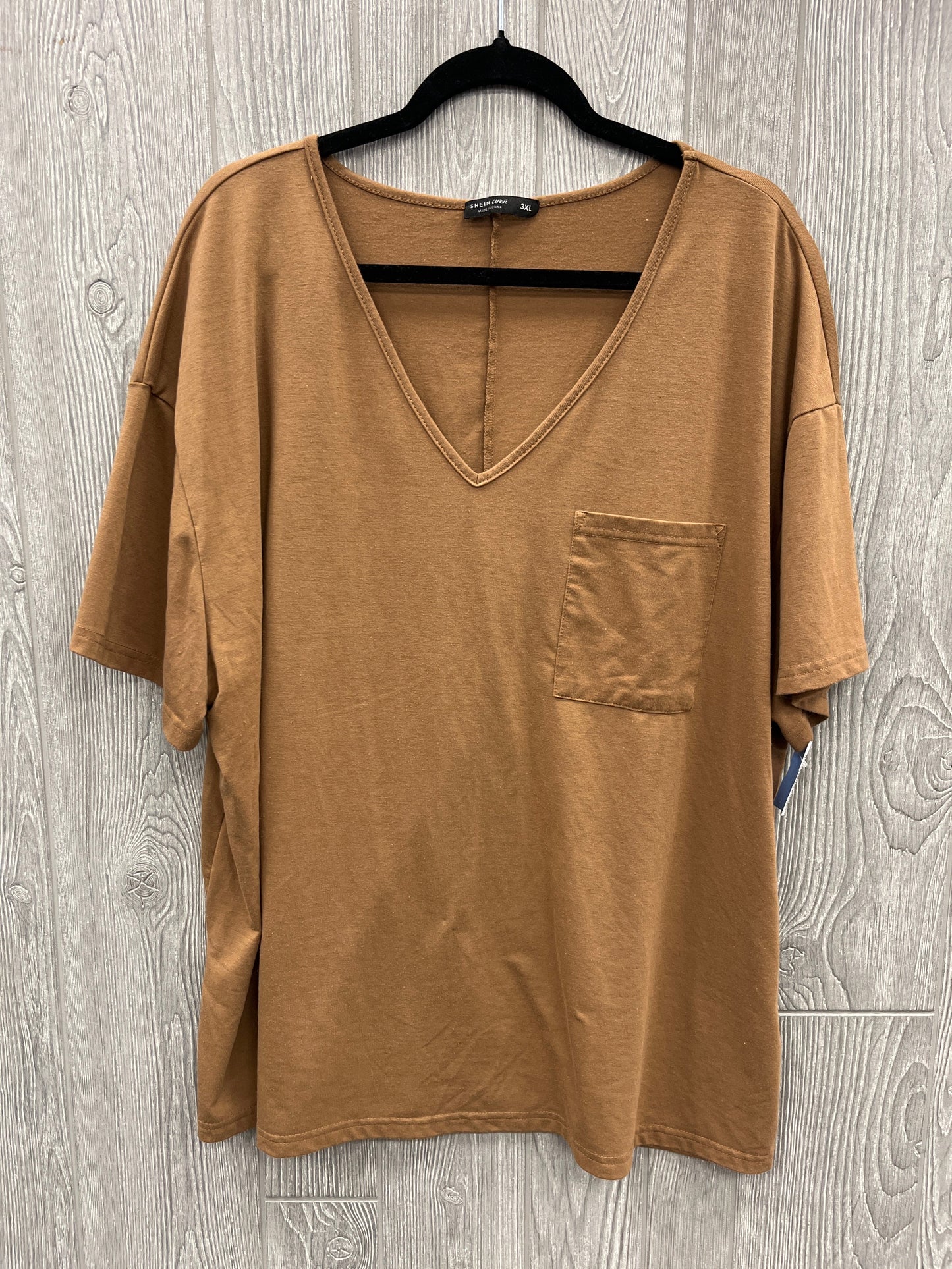 Top Short Sleeve By Shein In Brown, Size: 3x