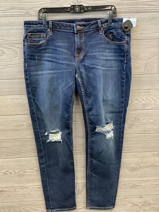 Jeans Skinny By Vigoss In Blue Denim, Size: 16