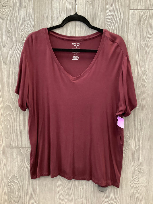 Top Short Sleeve Basic By Nine West In Red, Size: 1x