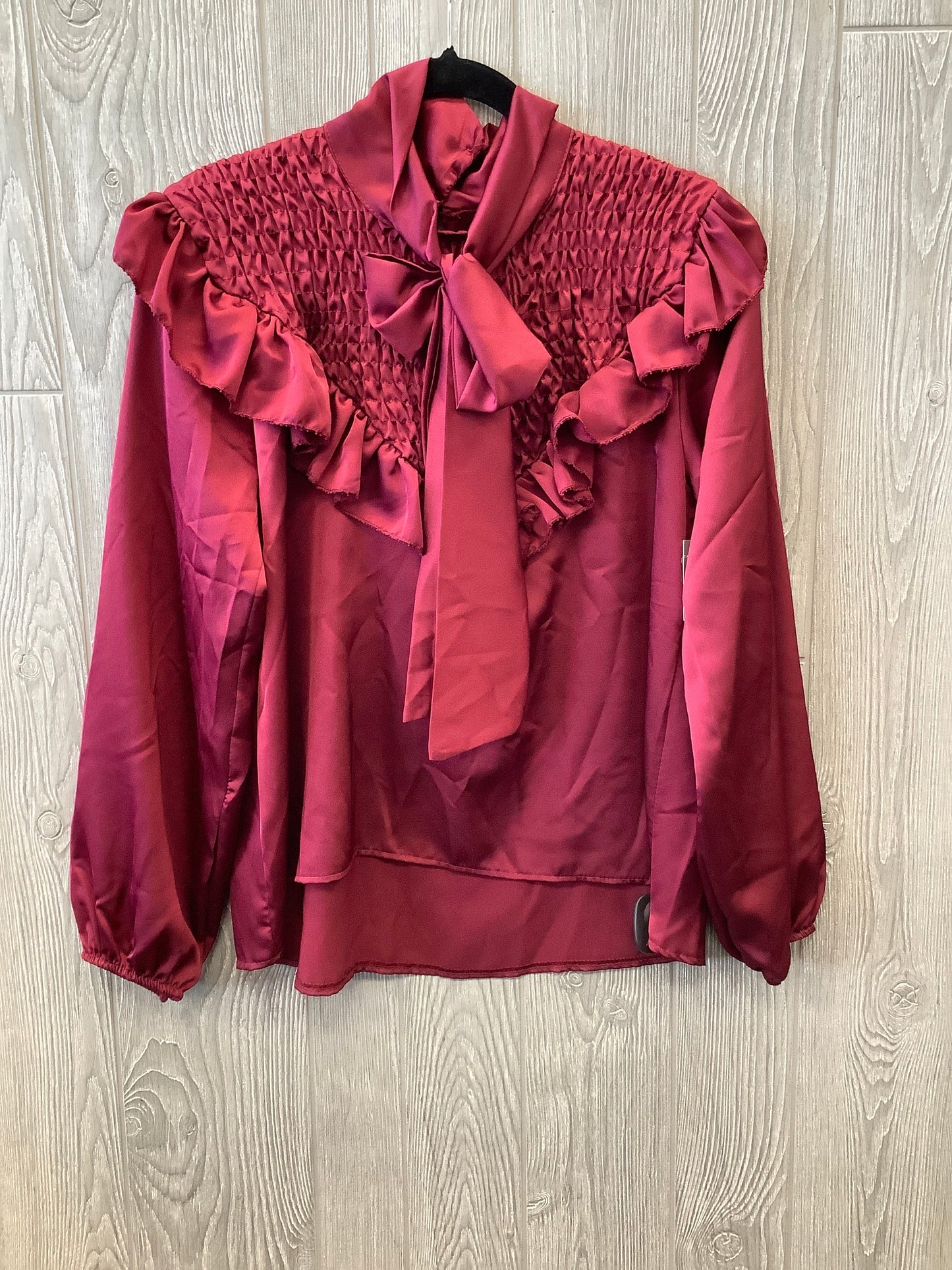 Red Blouse Long Sleeve Clothes Mentor, Size M