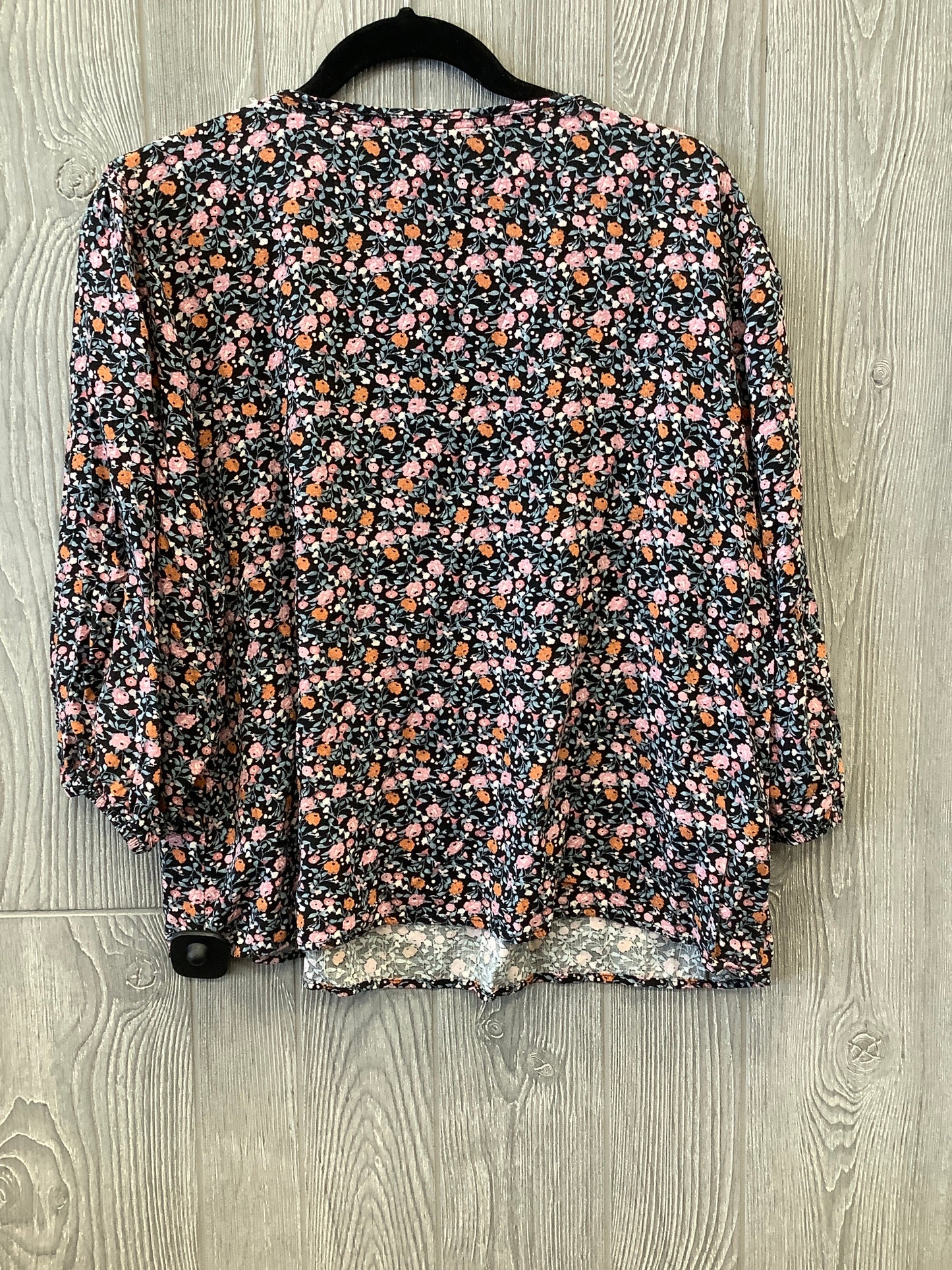 Floral Print Top 3/4 Sleeve Knox Rose, Size Xl
