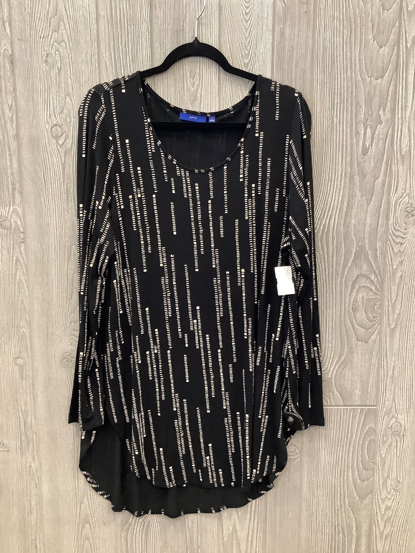 Tunic Long Sleeve By Apt 9 In Black, Size: L