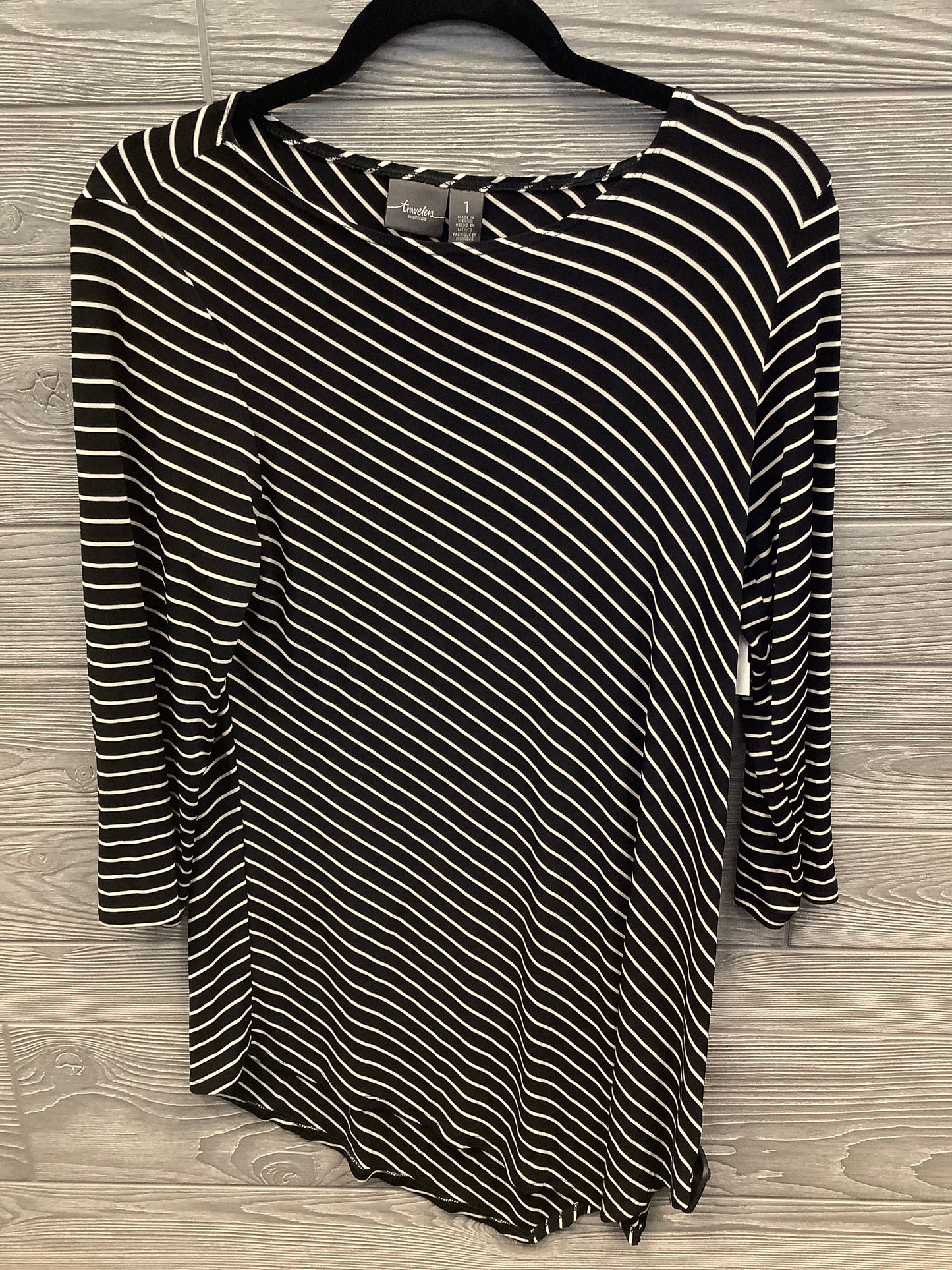 Top Long Sleeve By Chicos In Striped Pattern, Size: M