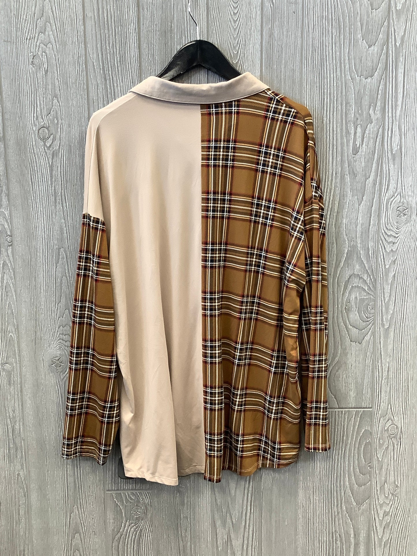 Top Long Sleeve By Love J In Brown, Size: Xl