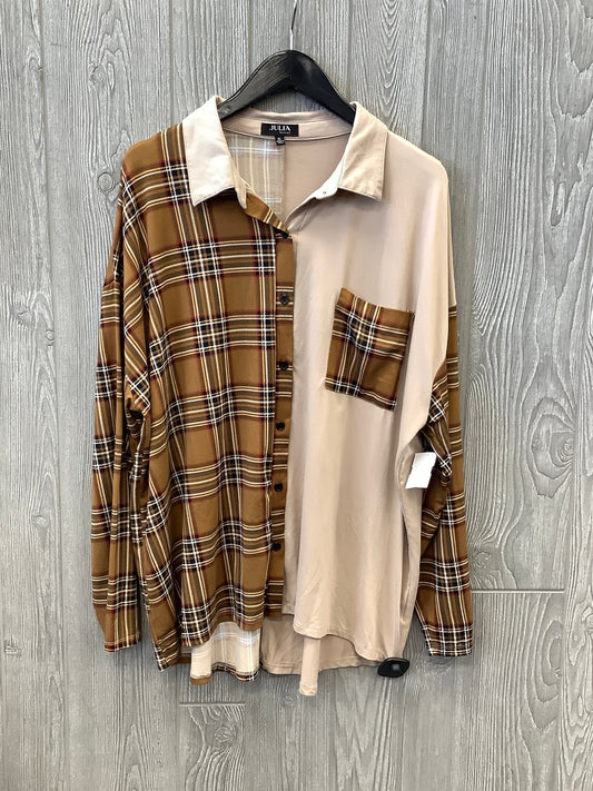 Top Long Sleeve By Love J In Brown, Size: Xl