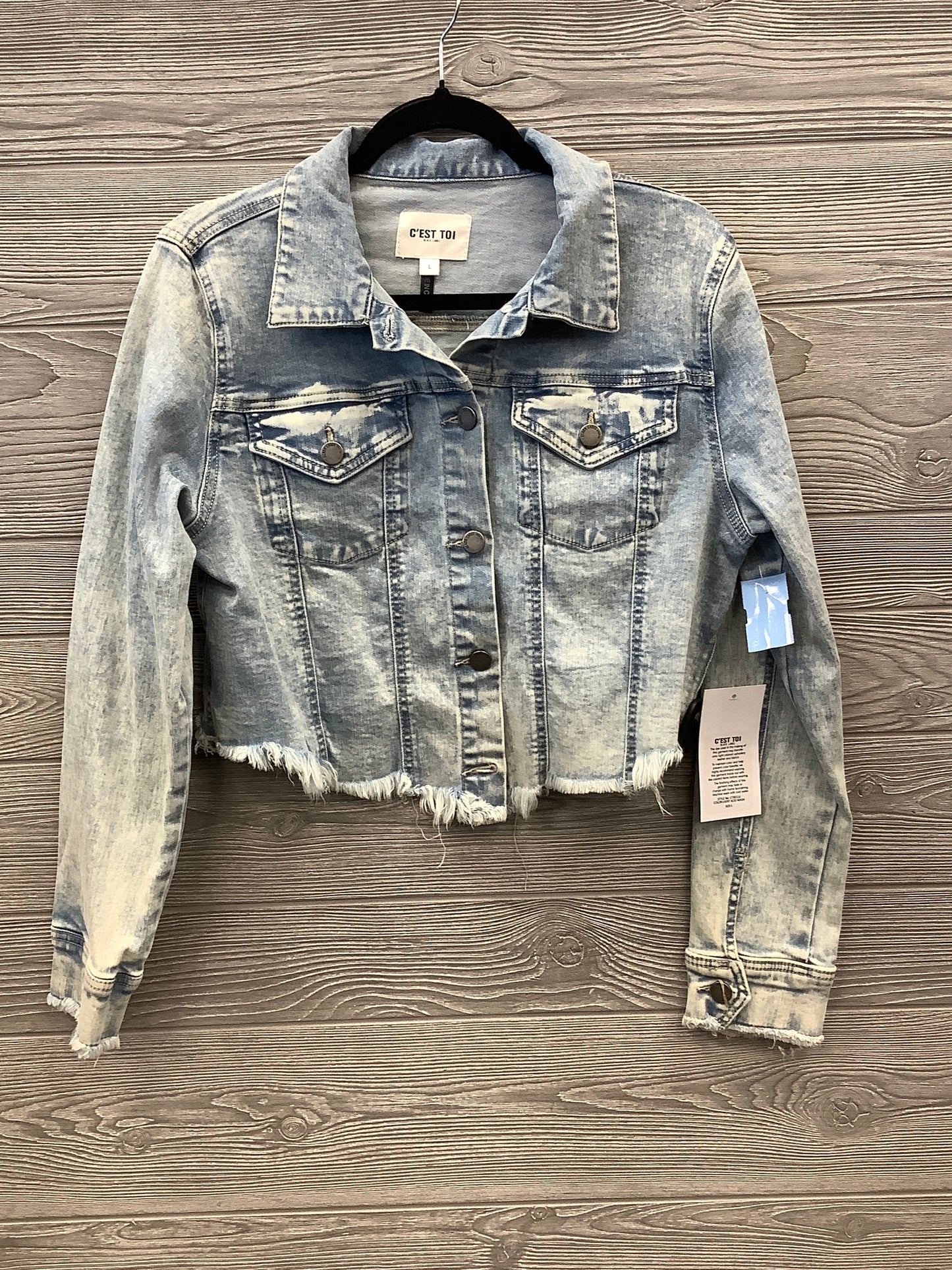 Jacket Denim By Clothes Mentor In Blue Denim, Size: L