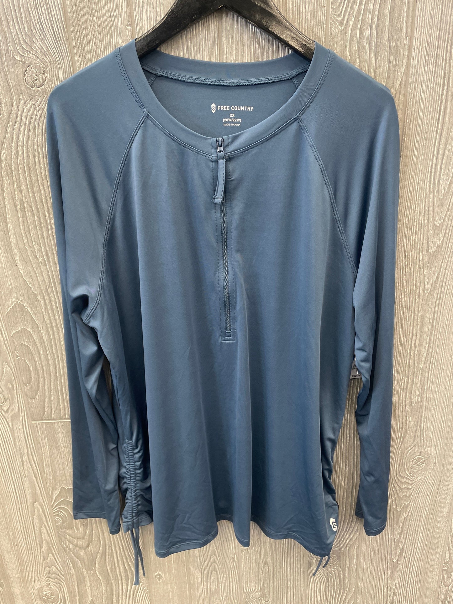 Athletic Top Long Sleeve Collar By Free Country In Blue, Size: 2x