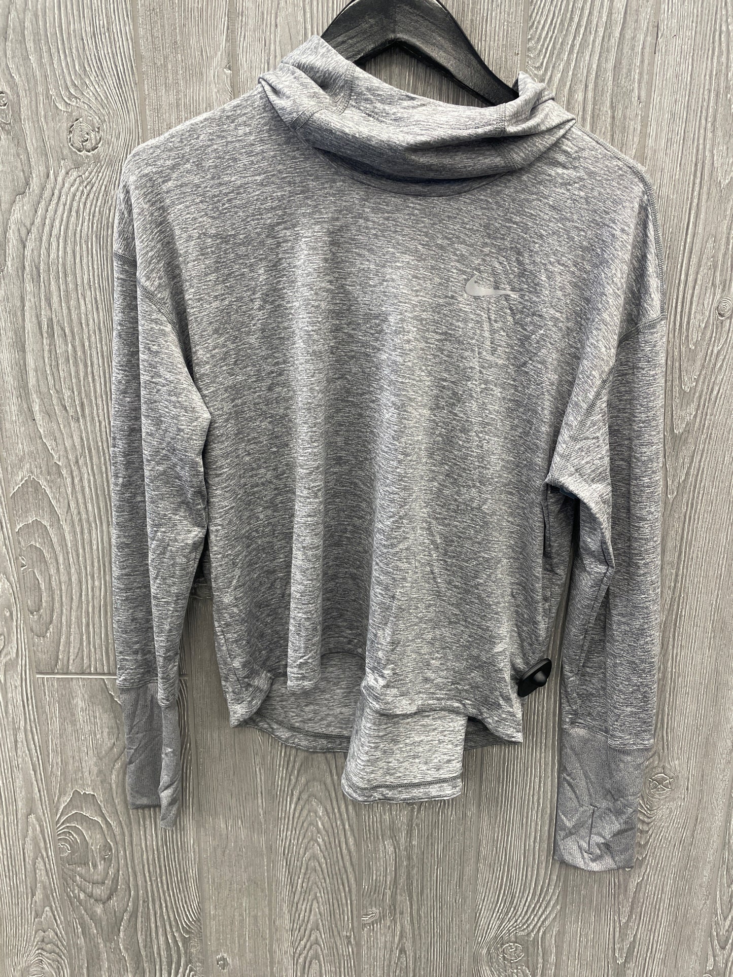 Athletic Top Long Sleeve Hoodie By Nike In Grey, Size: M