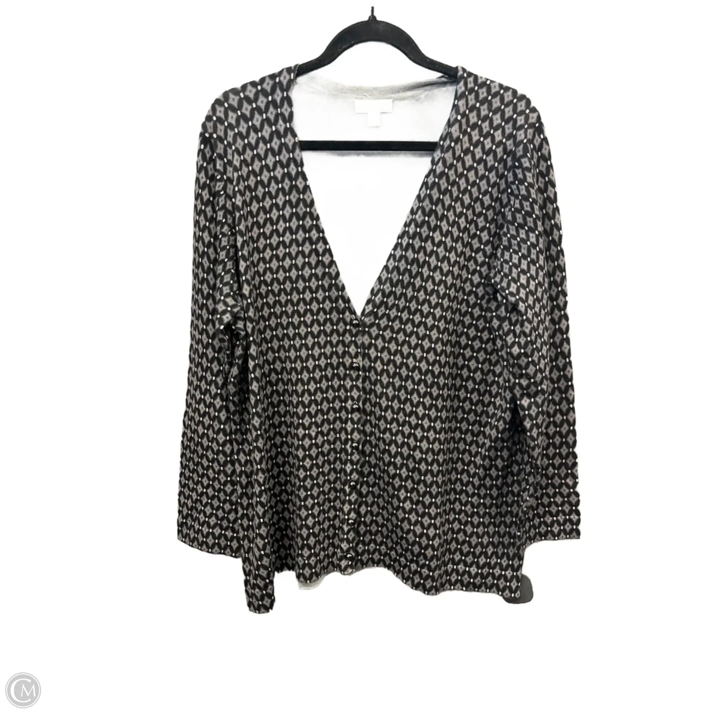 Cardigan By Charter Club In Black & Grey, Size: 1x