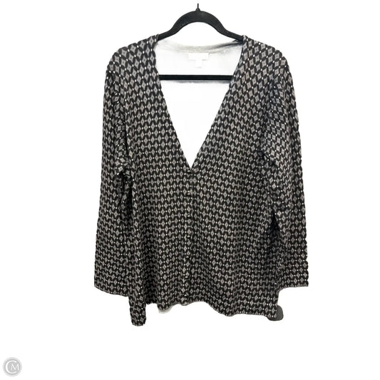 Cardigan By Charter Club In Black & Grey, Size: 1x