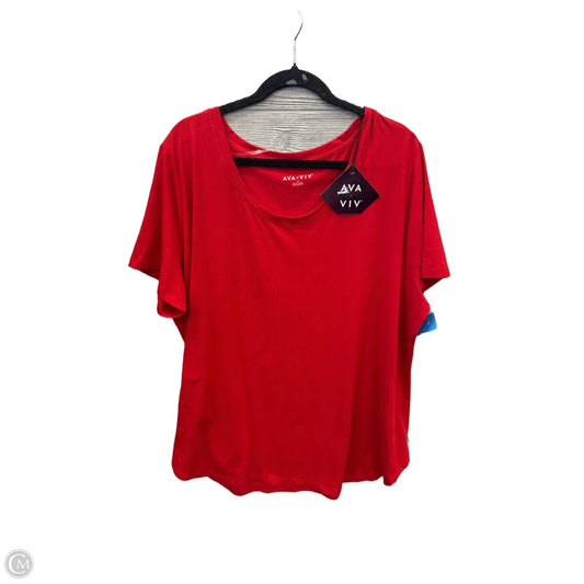 Top Short Sleeve Basic By Ava & Viv In Red, Size: 2x