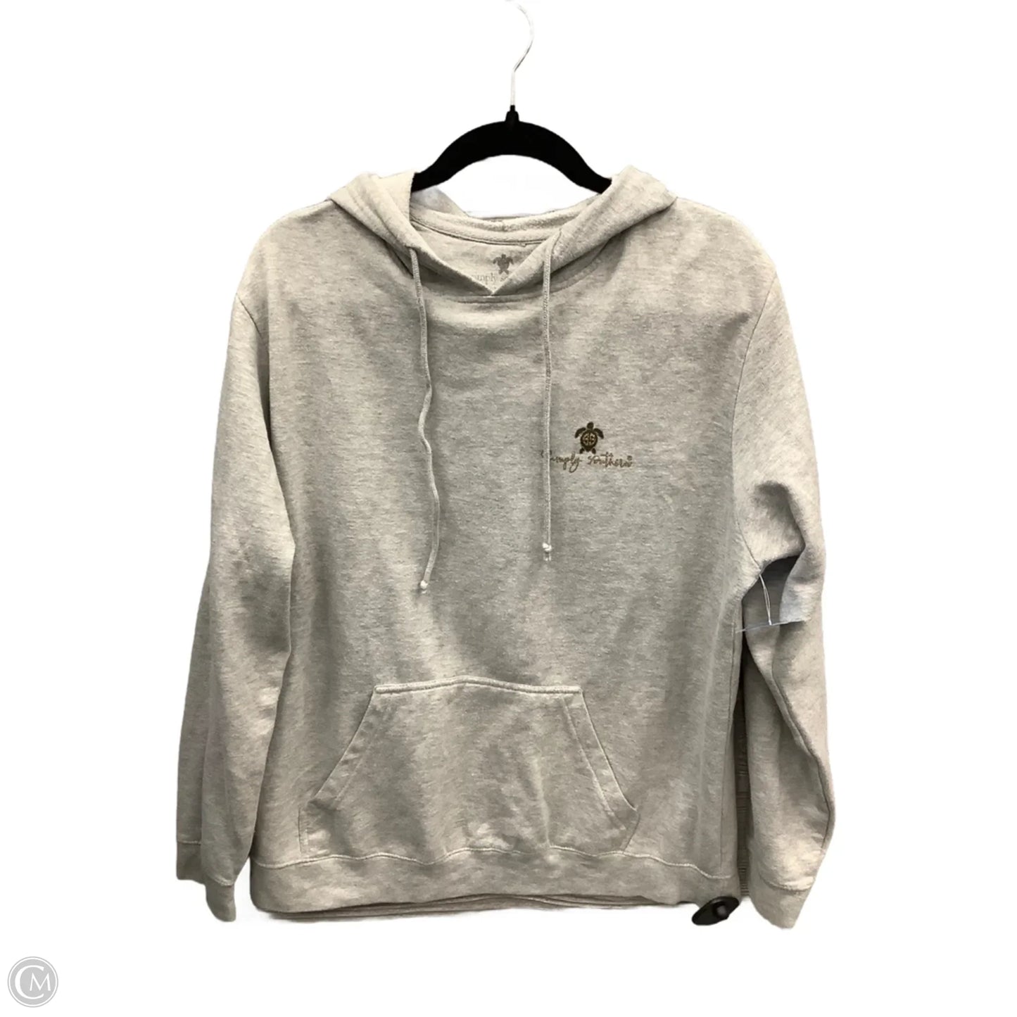 Sweatshirt Hoodie By Simply Southern In Grey, Size: L