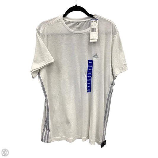 Athletic Top Short Sleeve By Adidas In White, Size: L