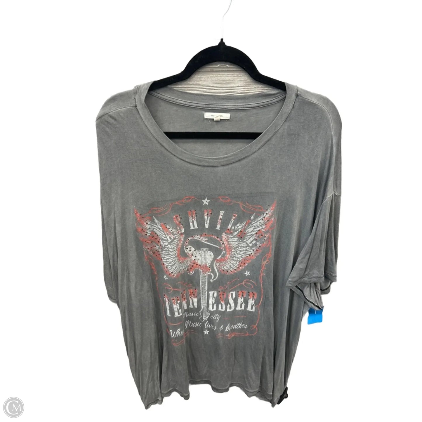 Top Short Sleeve By Maurices In Grey, Size: 3x