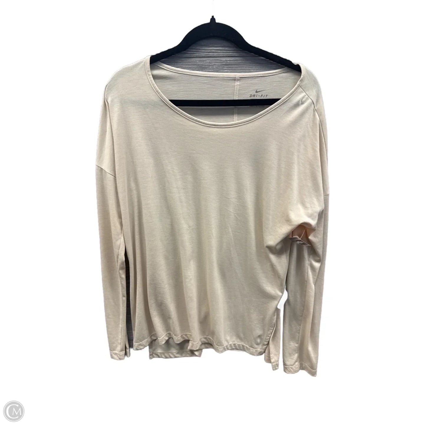 Athletic Top Long Sleeve Crewneck By Nike Apparel In Beige, Size: L
