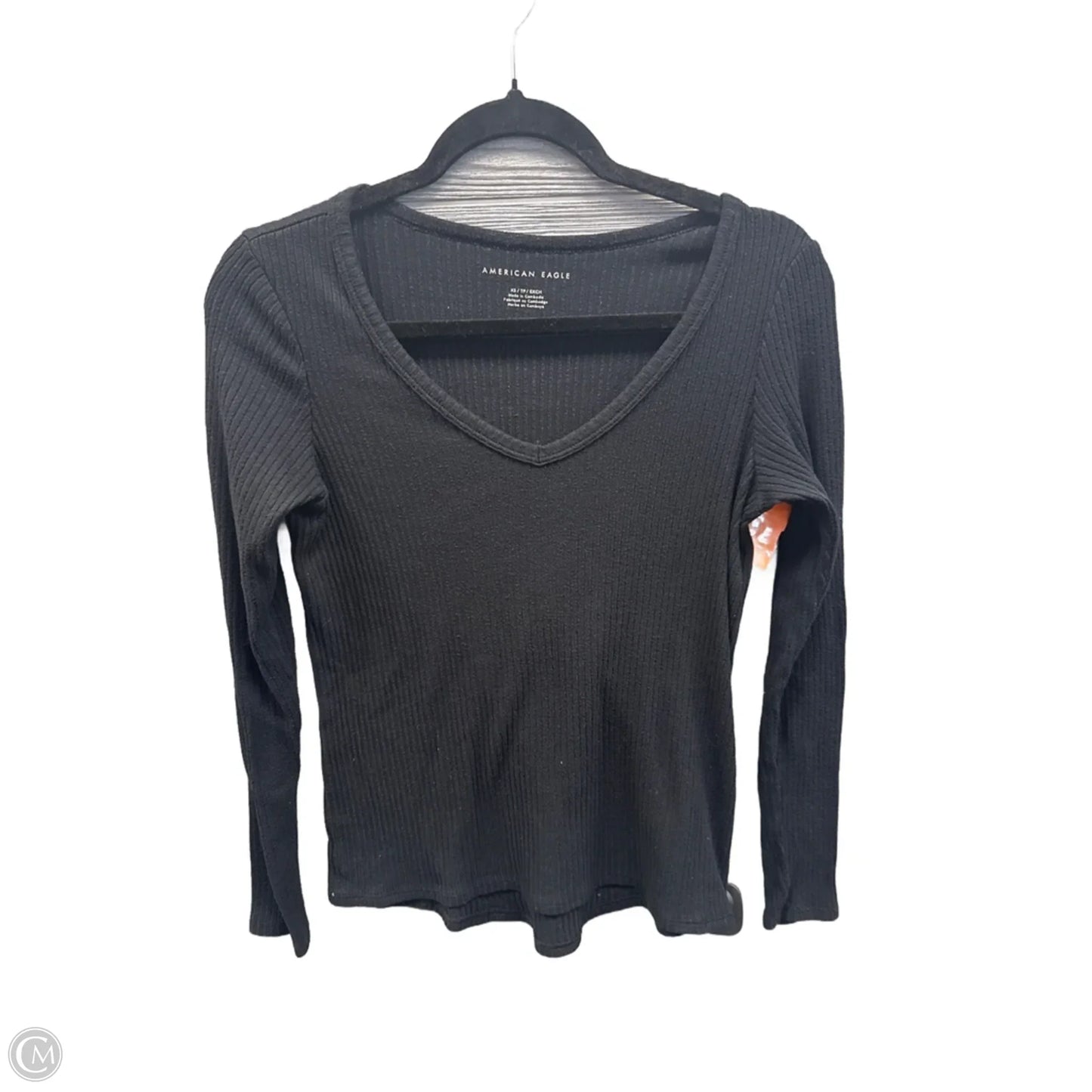 Top Long Sleeve By American Eagle In Black, Size: Xs