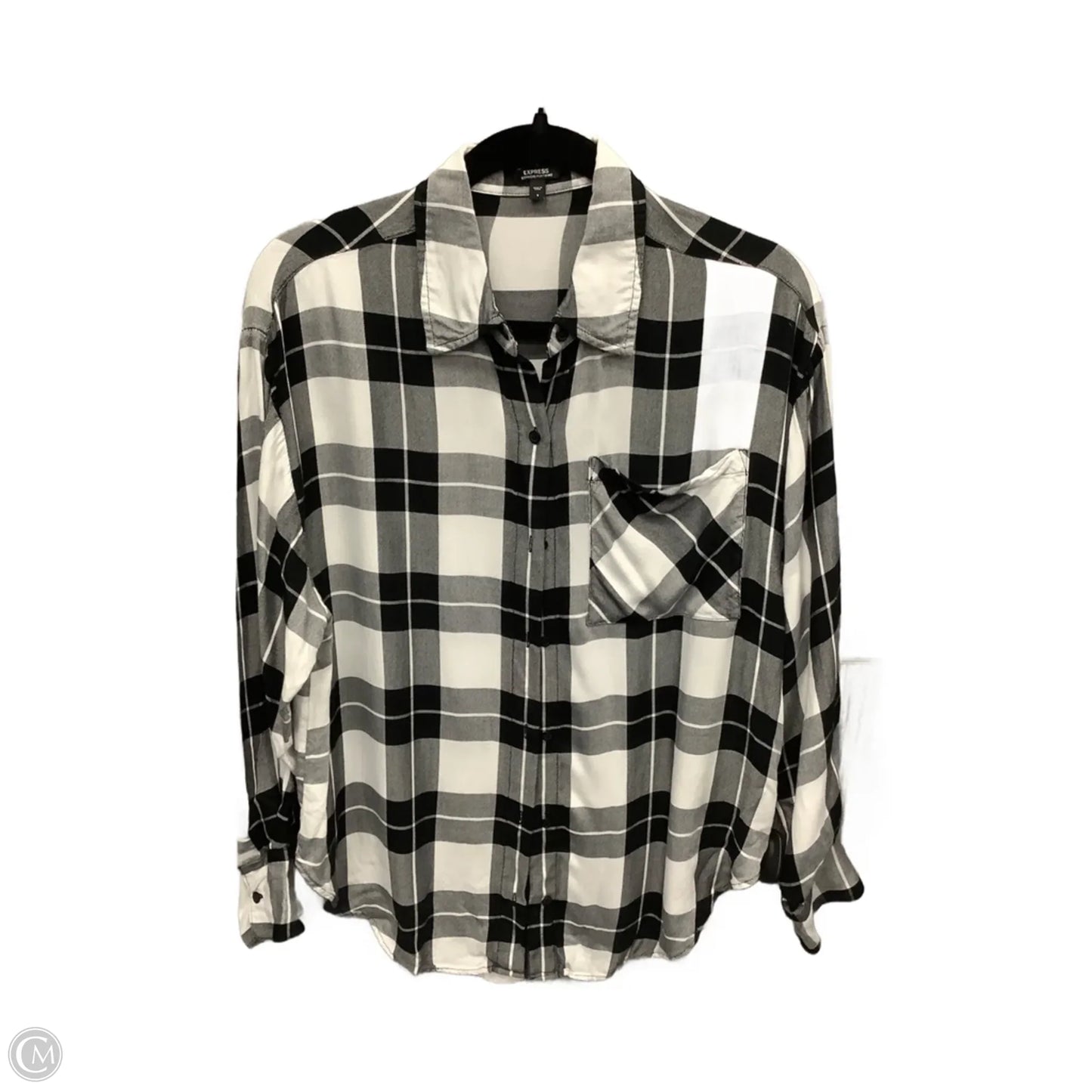 Top Long Sleeve By Express In Black & White, Size: S