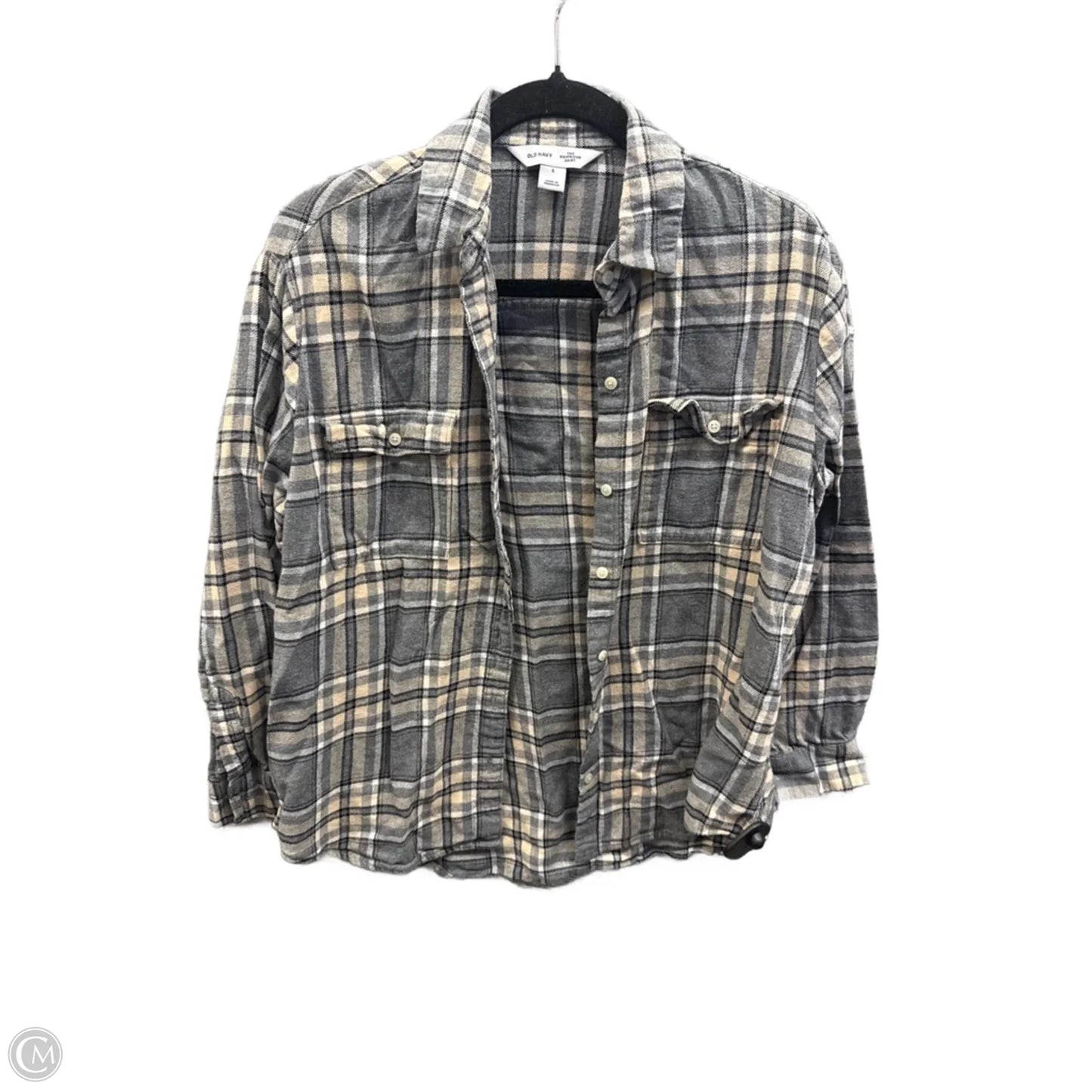 Top Long Sleeve By Old Navy In Plaid Pattern, Size: S