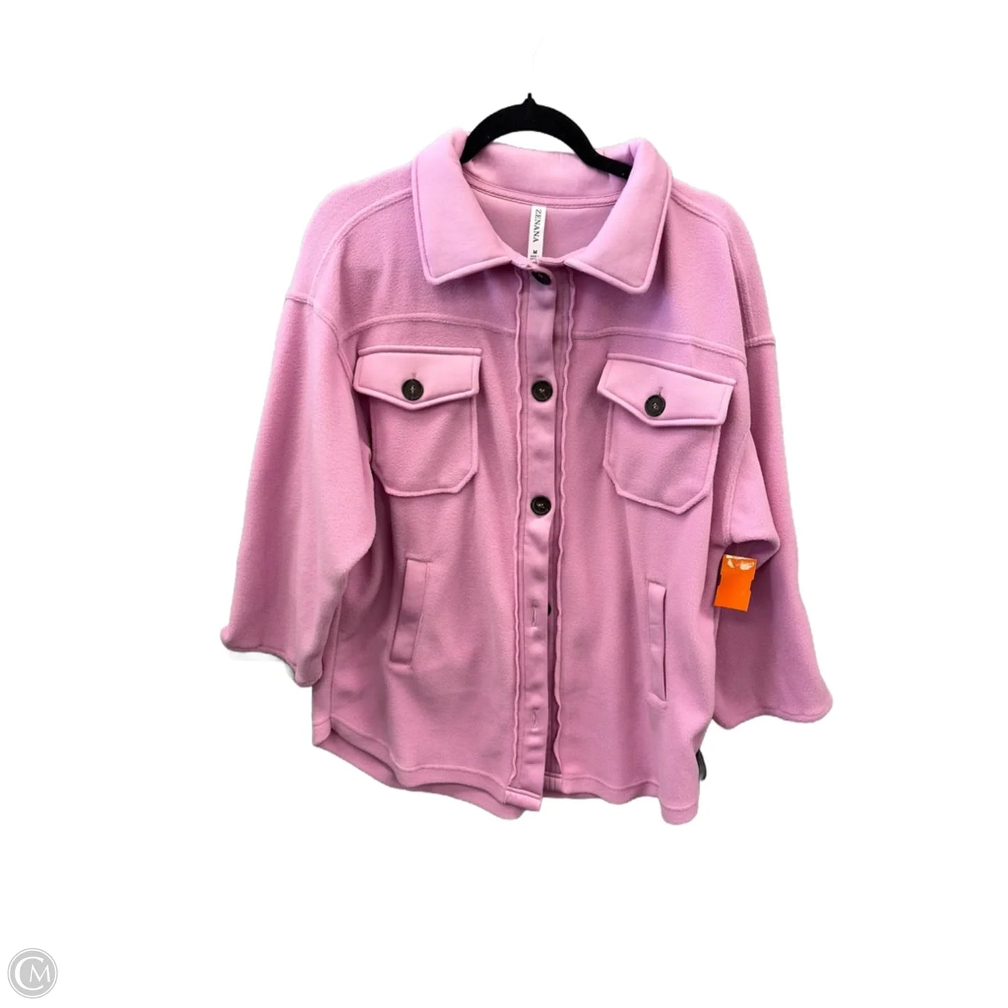 Jacket Shirt By Zenana In Pink, Size: M