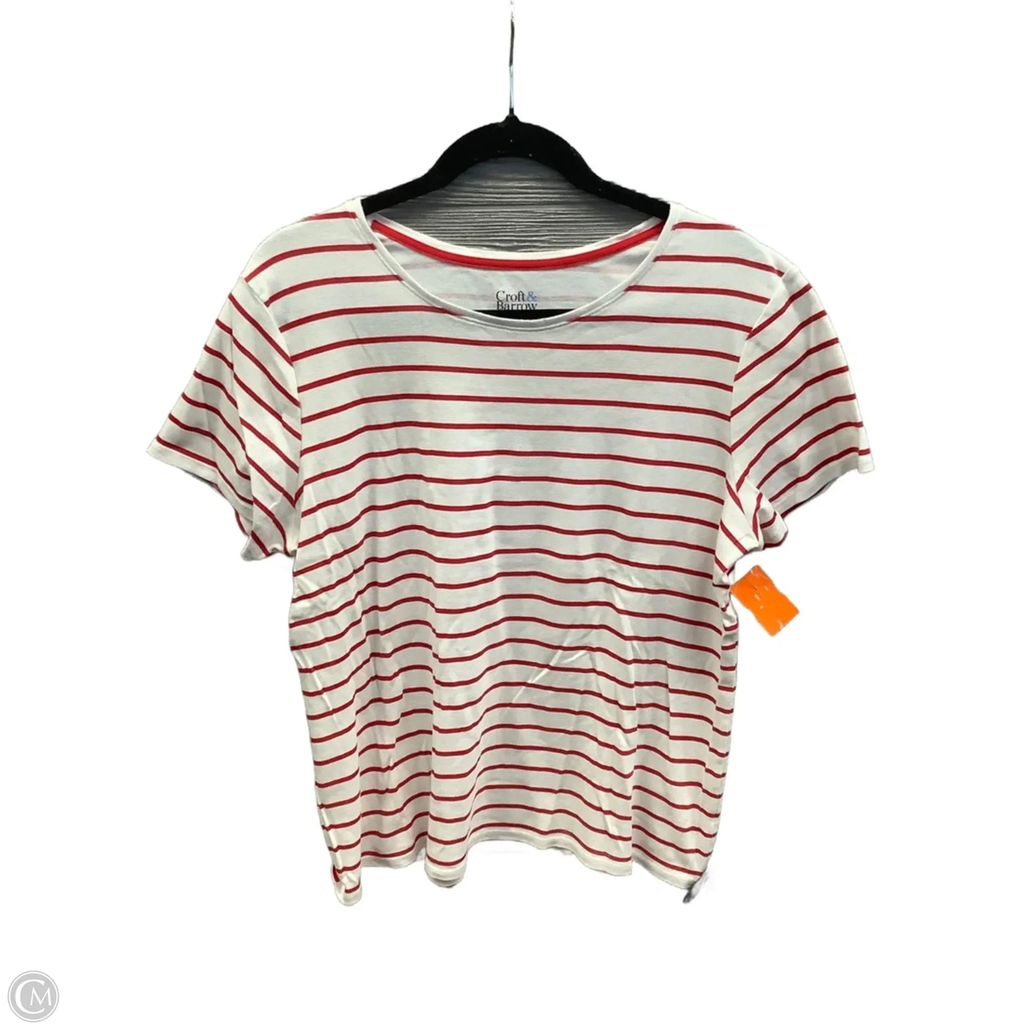 Top Short Sleeve By Croft And Barrow In Red & White, Size: Xl