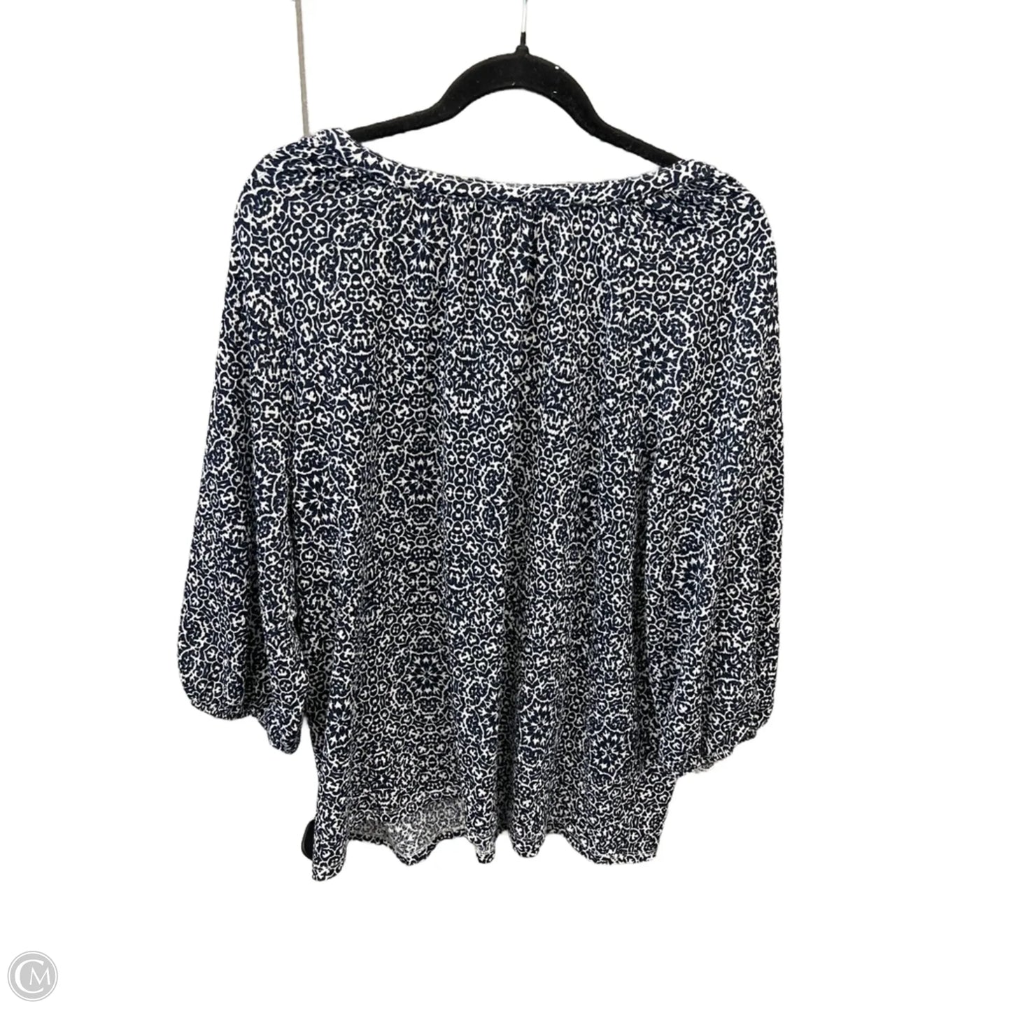 Top Long Sleeve By Croft And Barrow In Blue & White, Size: Xxl