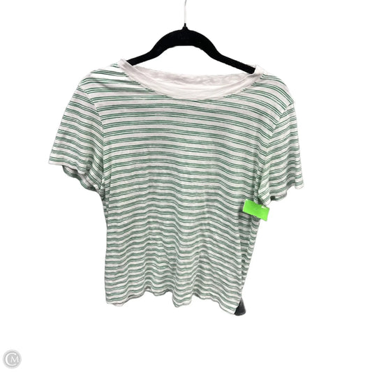 Top Short Sleeve By Loft In Green & White, Size: L