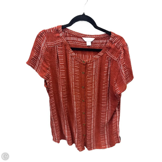 Top Short Sleeve By Christopher And Banks In Orange, Size: Lp