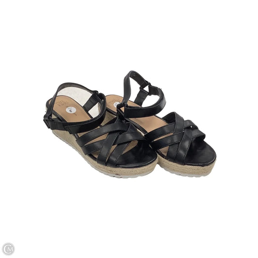 Sandals Heels Wedge By Time And Tru In Black, Size: 8