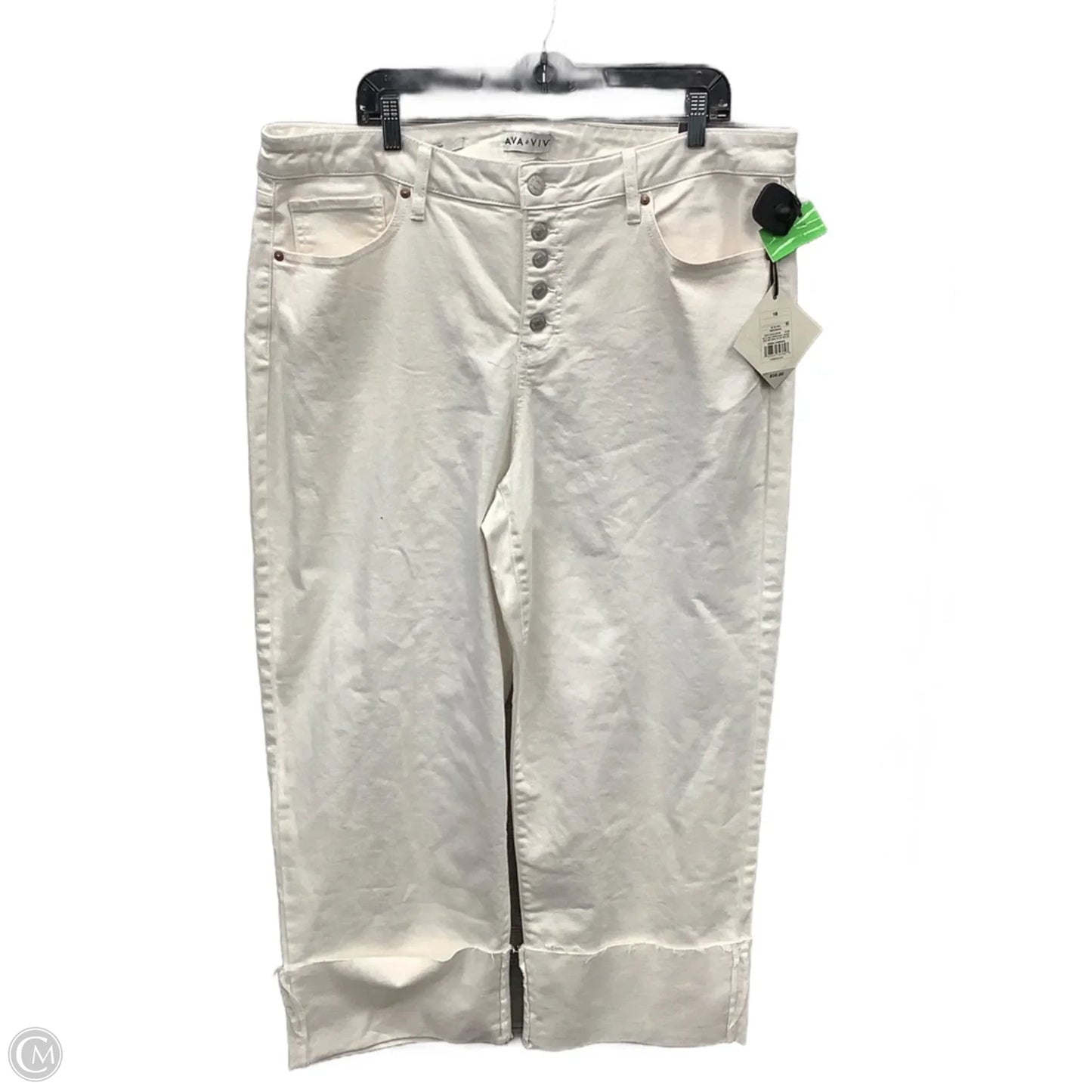 Jeans Cropped By Ava & Viv In White, Size: 18