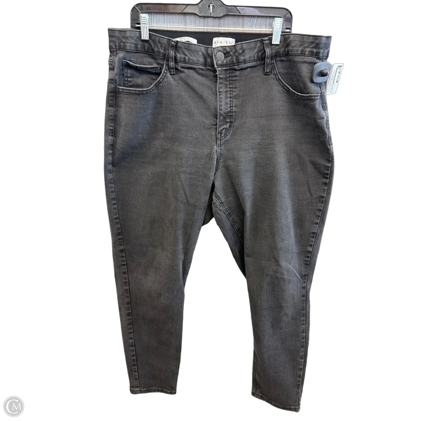 Jeans Skinny By Ava & Viv In Black Denim, Size: 20