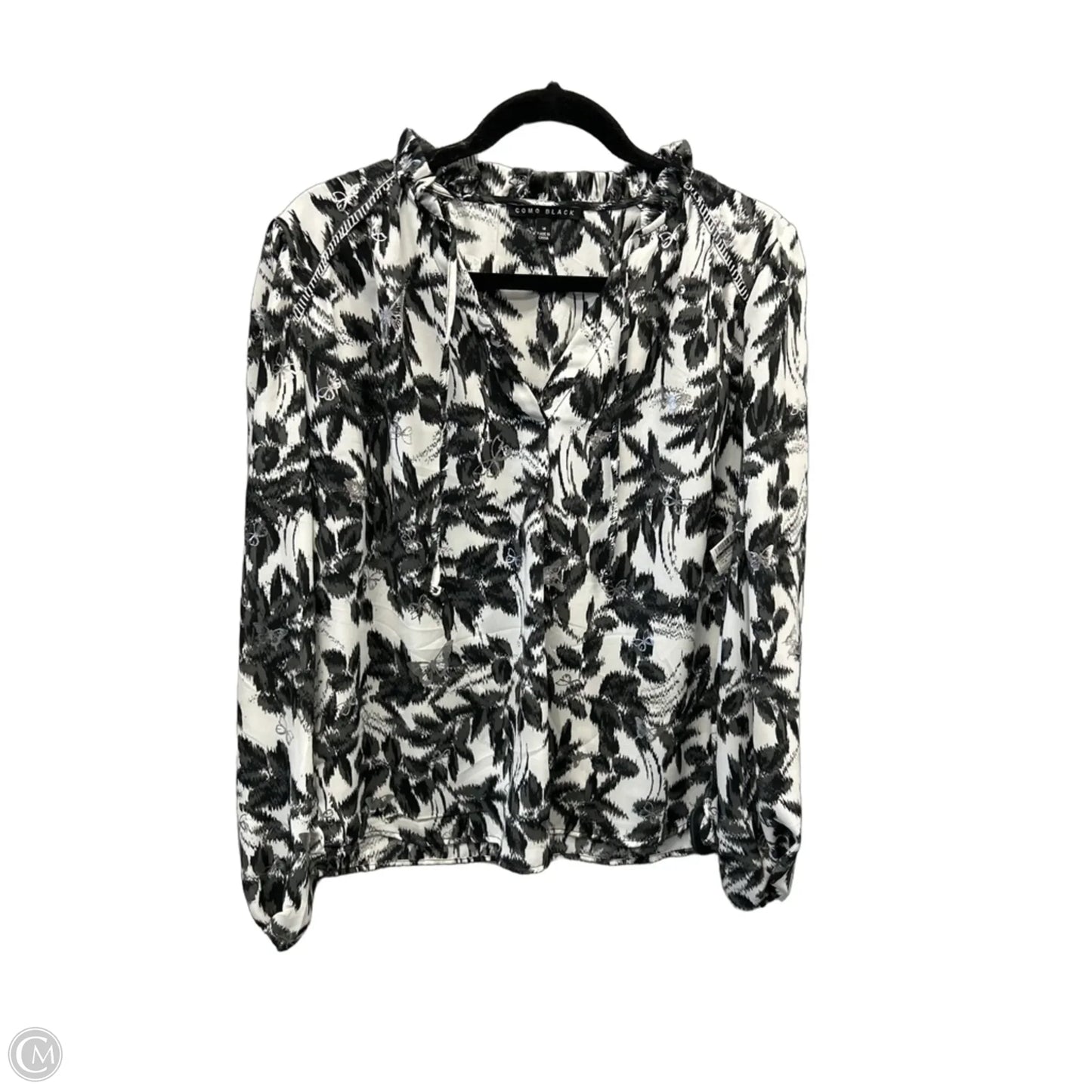 Top Long Sleeve By Clothes Mentor In Black & White, Size: M