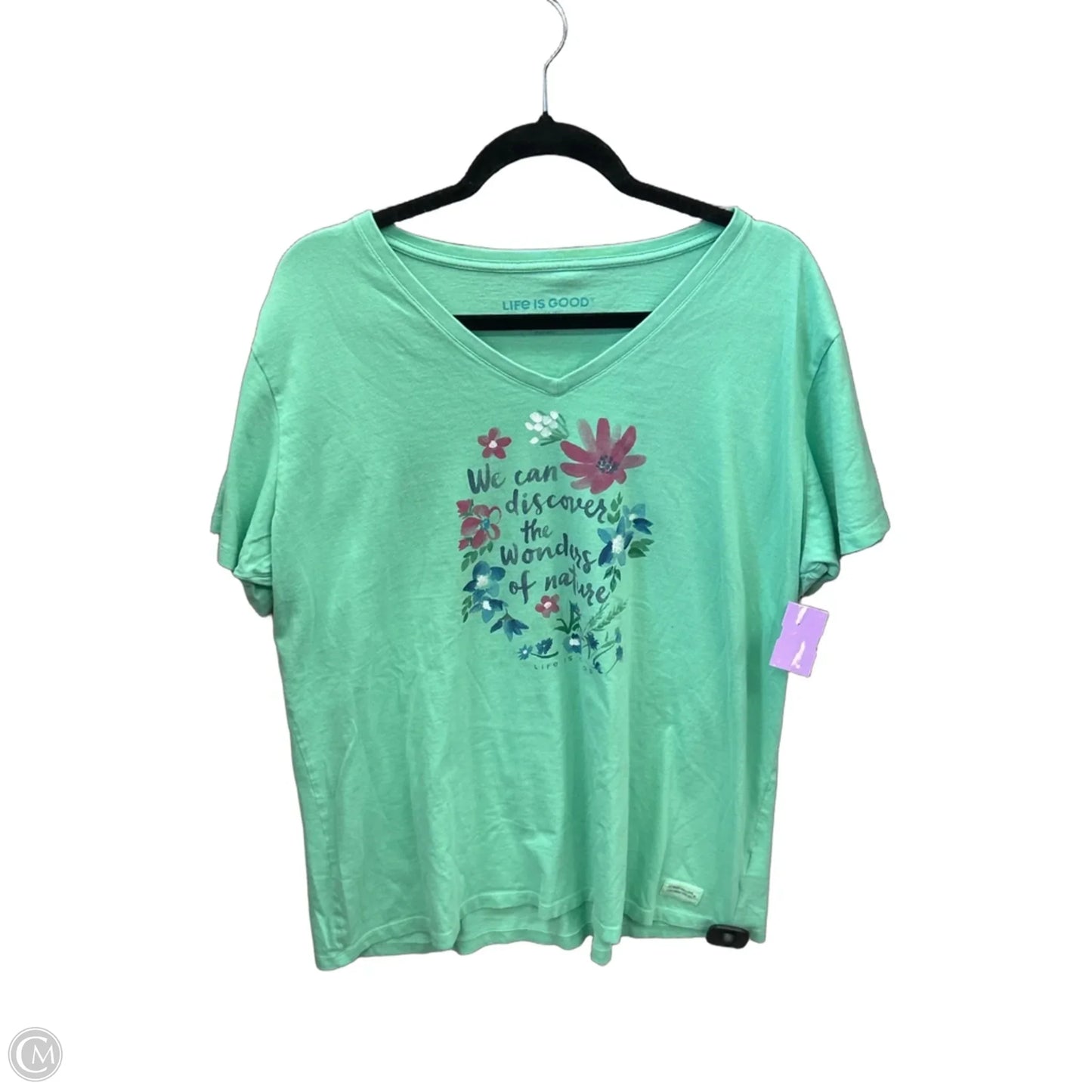 Top Short Sleeve By Life Is Good In Green, Size: Xxl