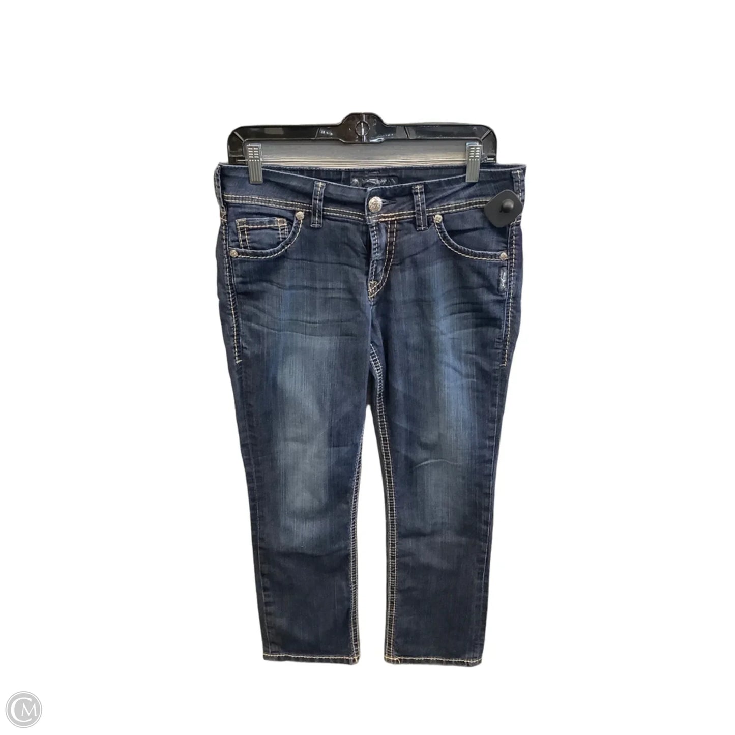 Jeans Cropped By Silver In Blue Denim, Size: 8