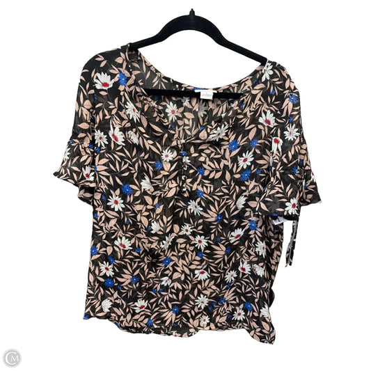 Top Short Sleeve By Liz Claiborne In Floral Print, Size: L