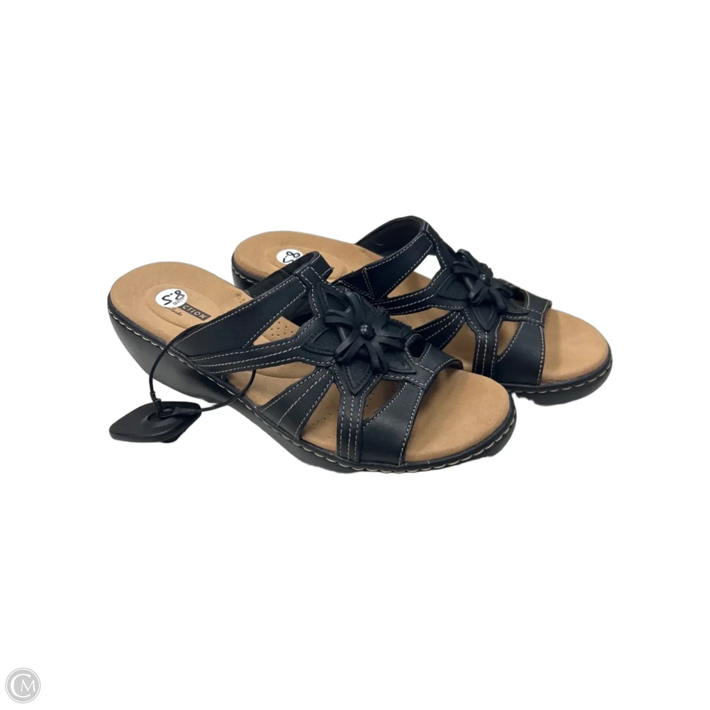 Sandals Heels Wedge By Clarks In Black, Size: 8.5
