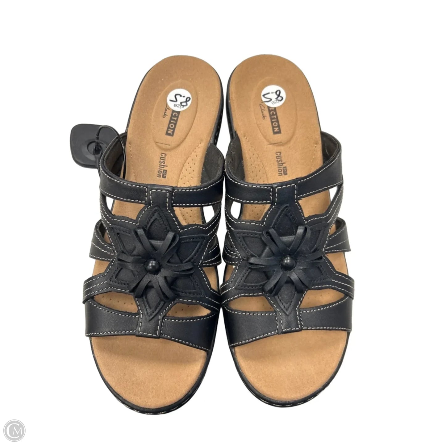 Sandals Heels Wedge By Clarks In Black, Size: 8.5