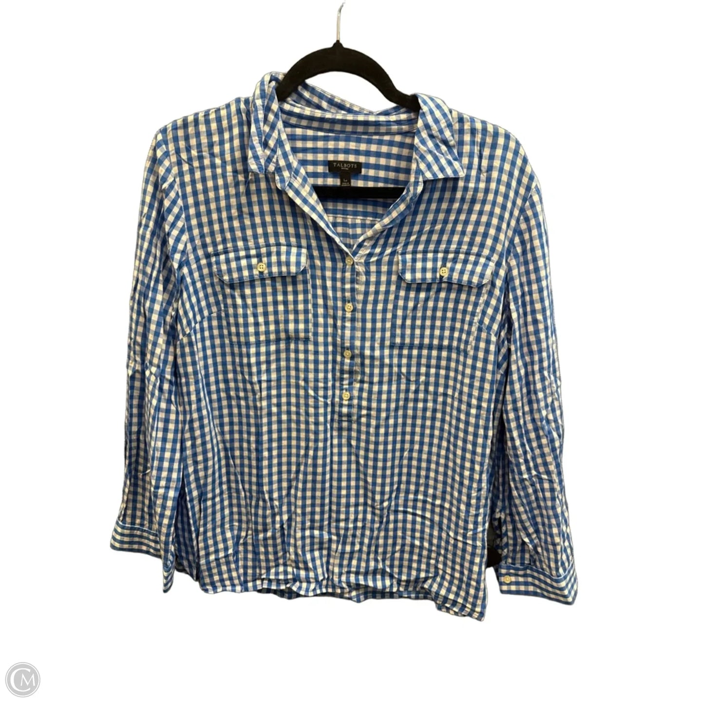 Top Long Sleeve By Talbots In Plaid Pattern, Size: Lp
